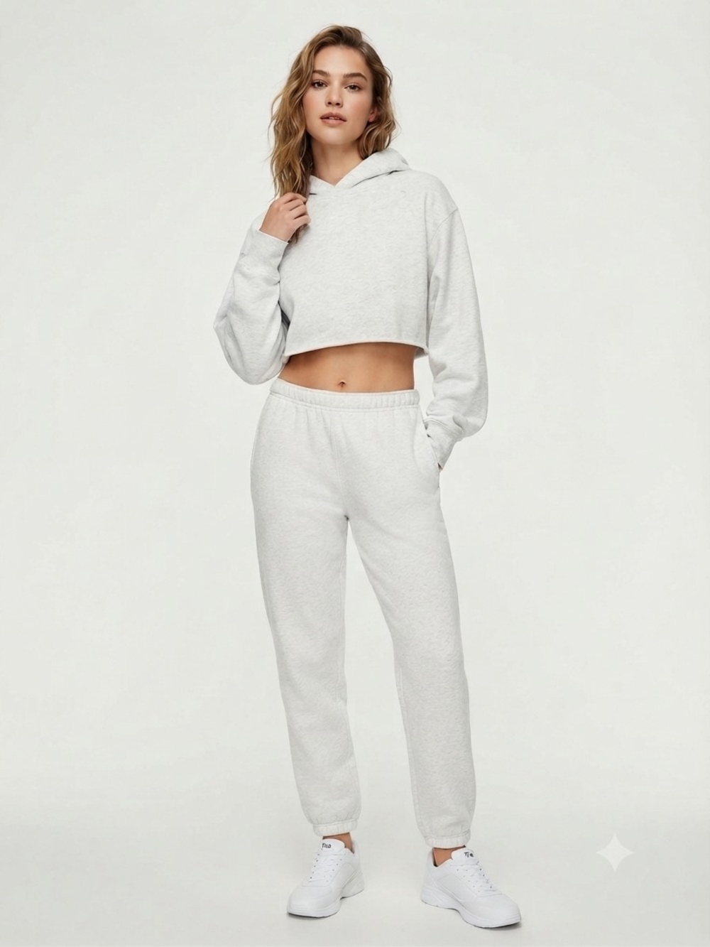 Aritzia TNA Heather Grey Cropped Hoodie Size Small